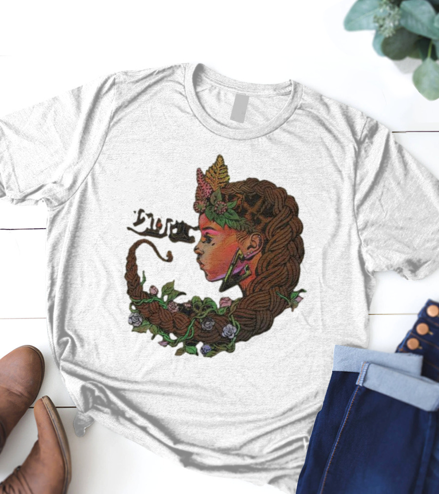 Sa-roc Wild Seeds Braided Hair Floral T-Shirt