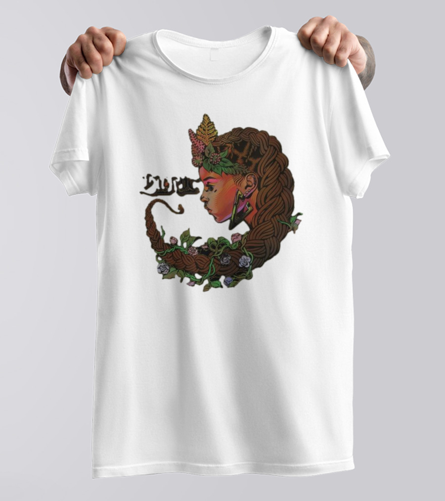 Sa-roc Wild Seeds Braided Hair Floral T-Shirt