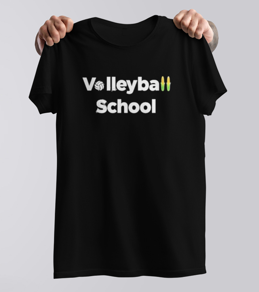 Volleyball School Corn Icon With Corn Ears And Volleyball T-Shirt