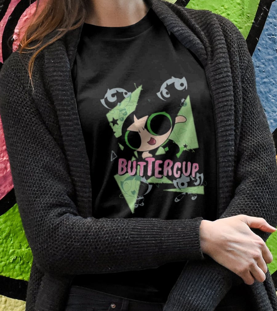 Powerpuff Girls Buttercup Moves CN Text And Symbols T-Shirt