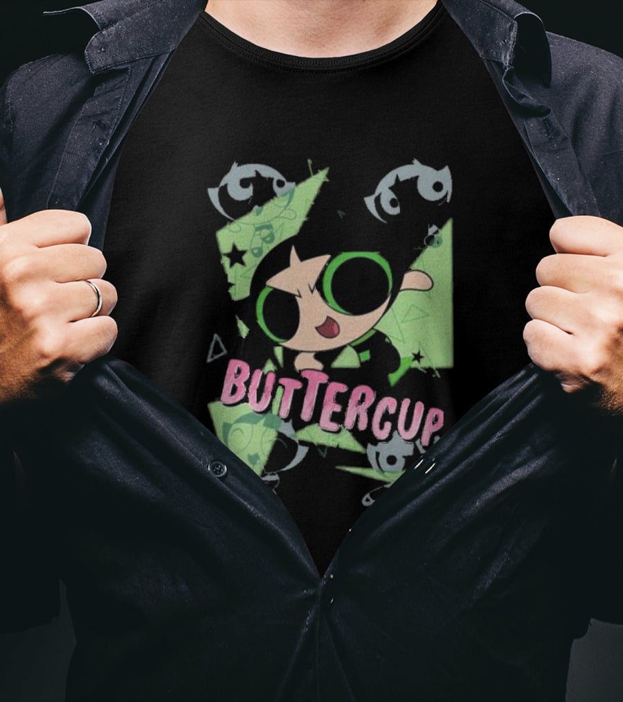 Powerpuff Girls Buttercup Moves CN Text And Symbols T-Shirt