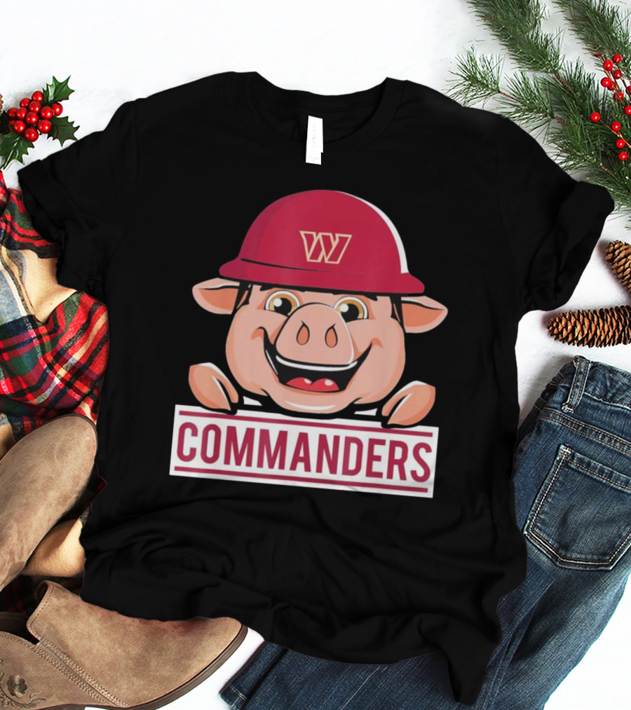 Commander Pig With Hard Hat T-Shirt