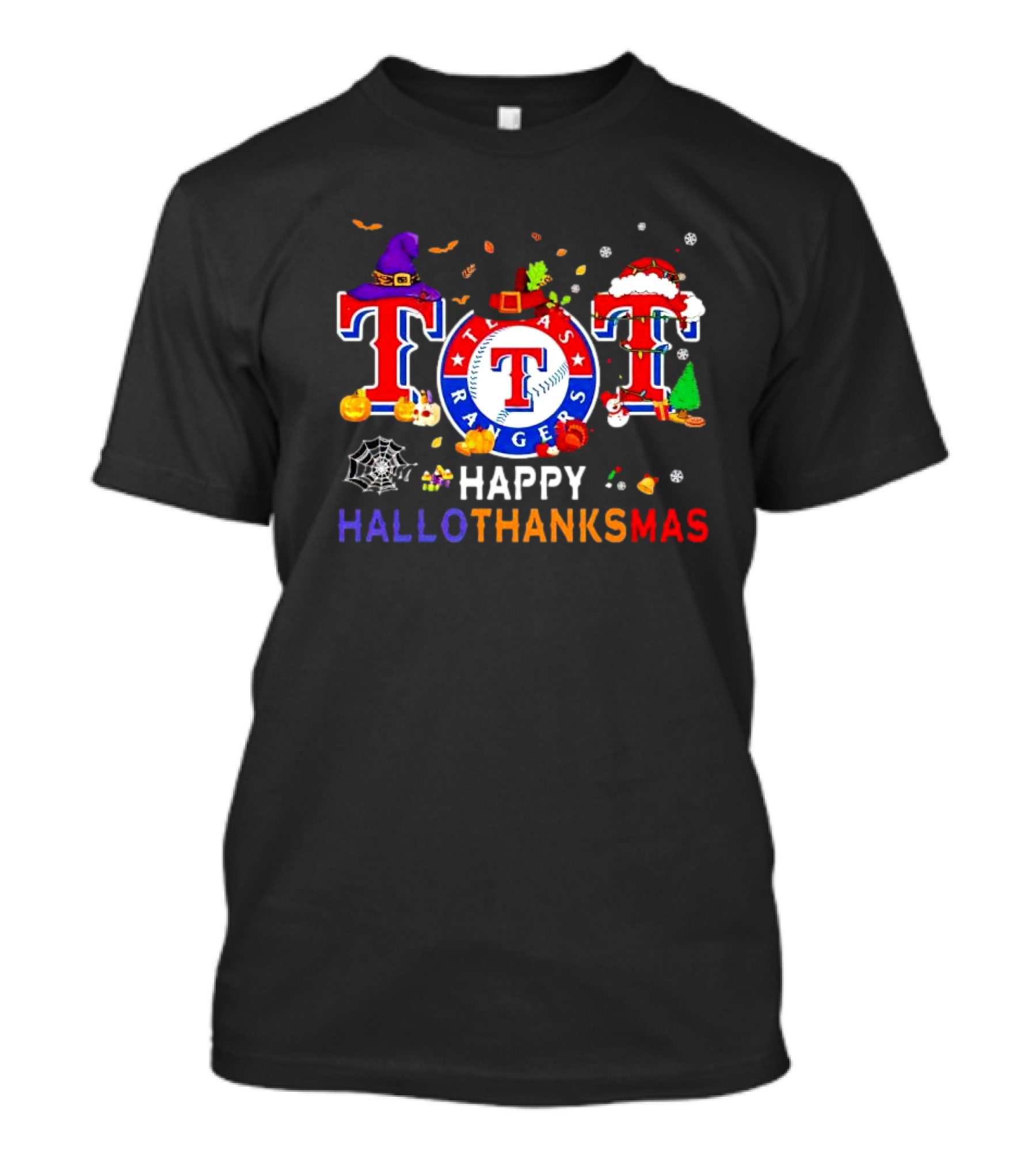 Texas Rangers Happy HalloThanksMas Holiday T-Shirt