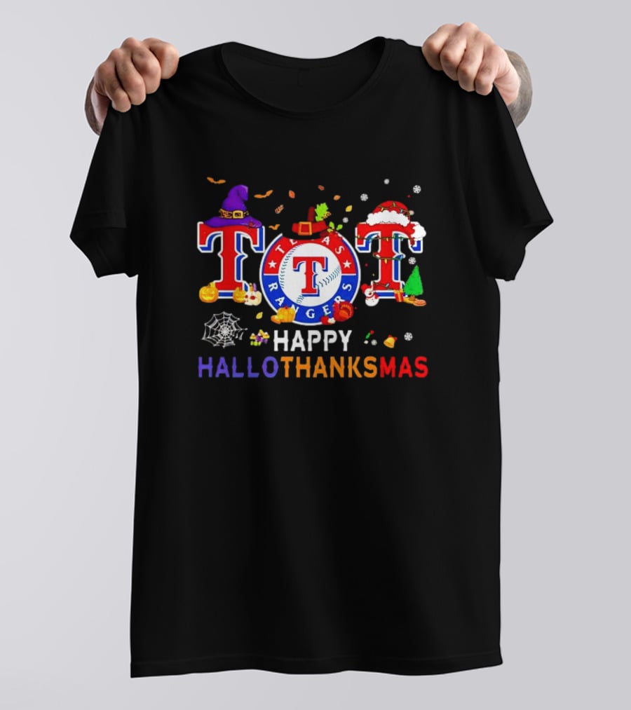 Texas Rangers Happy HalloThanksMas Holiday T-Shirt