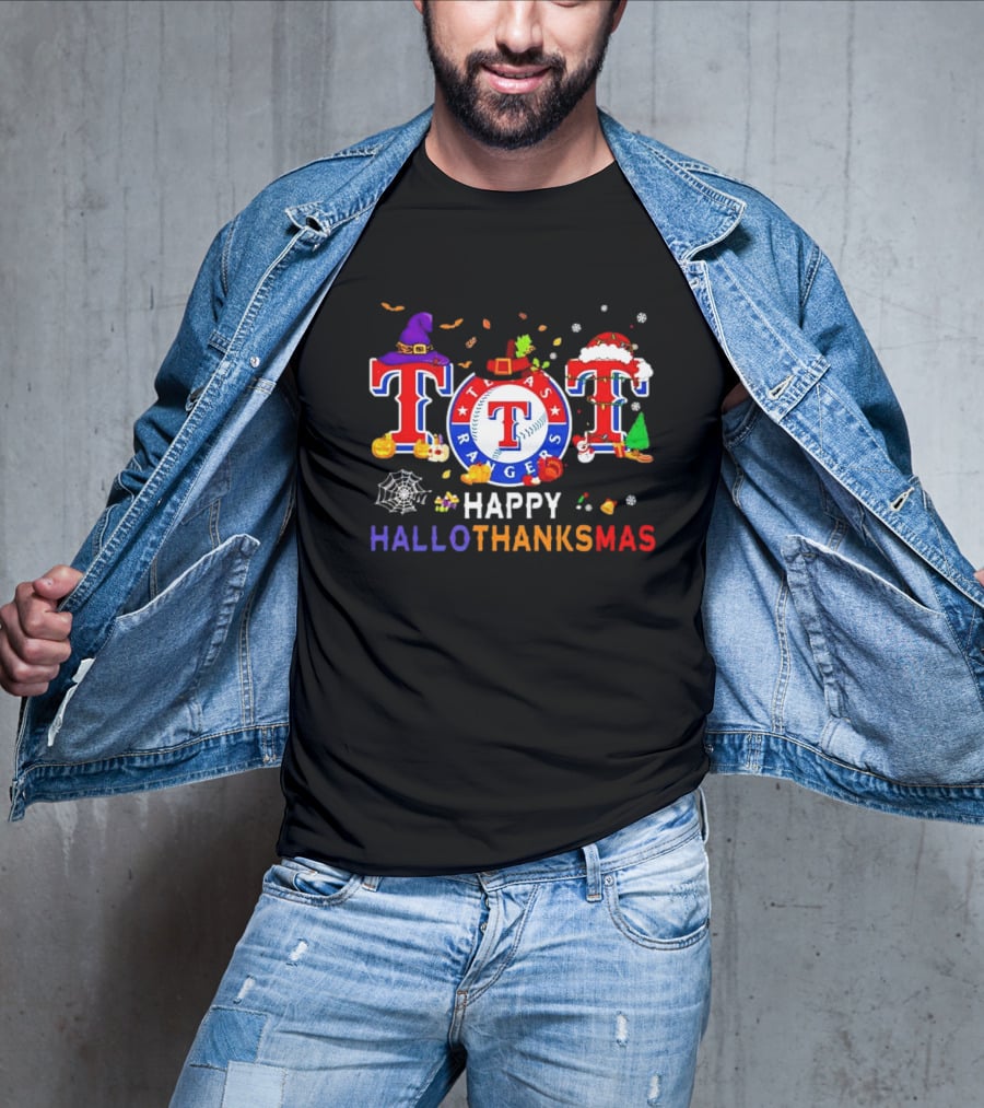 Texas Rangers Happy HalloThanksMas Holiday T-Shirt