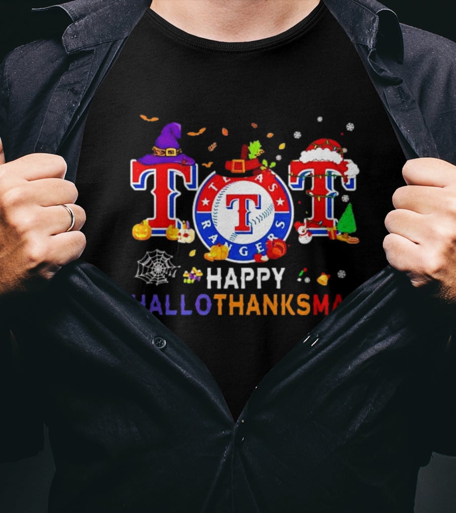 Texas Rangers Happy HalloThanksMas Holiday T-Shirt
