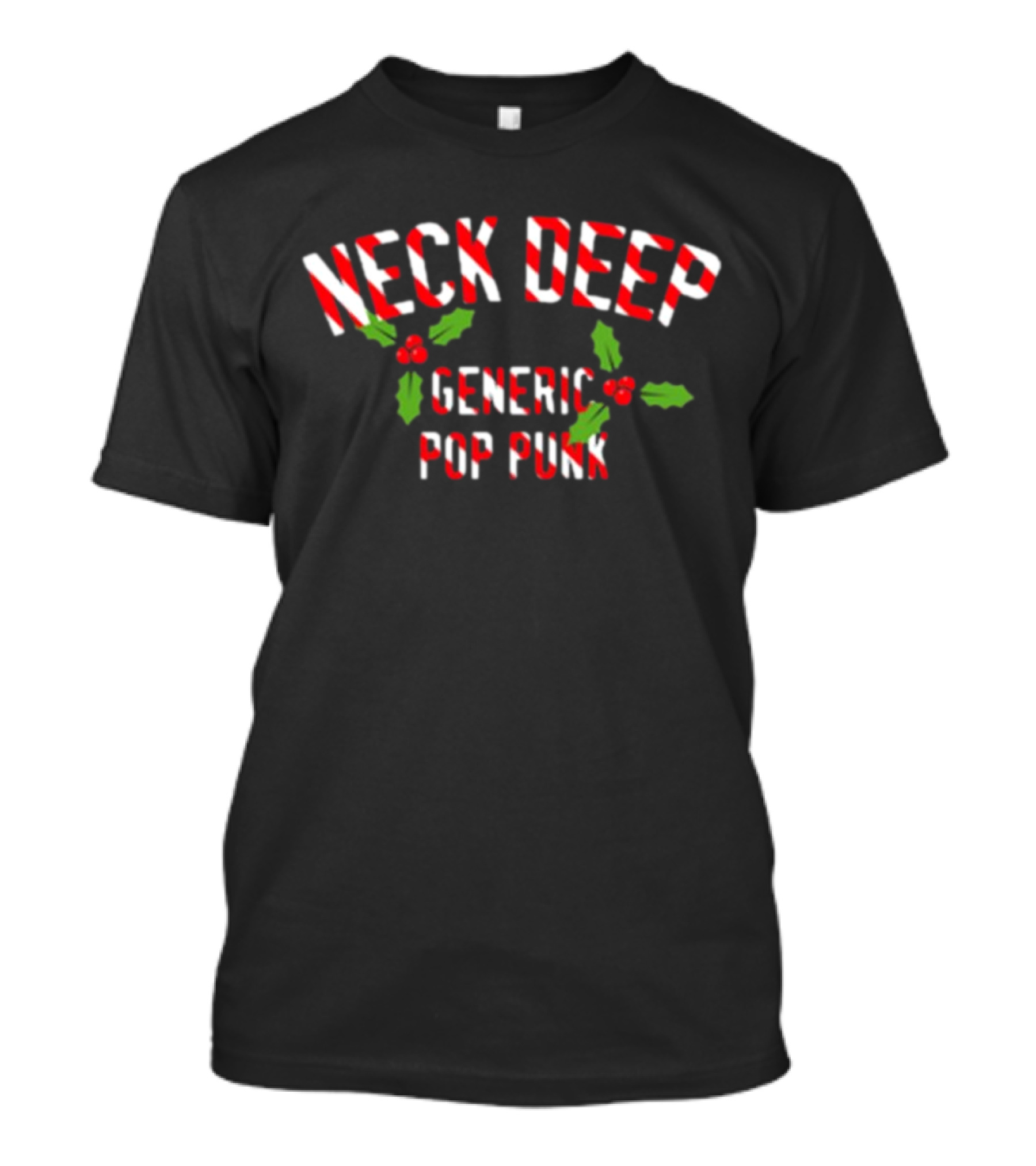 Neck Deep Candy Cane Text With Holly Generic Pop Punk T-Shirt