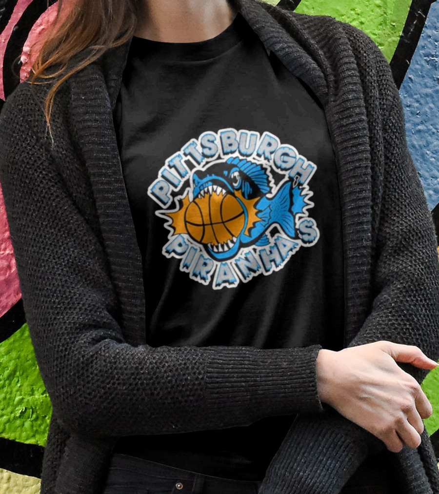Pittsburgh Piranhas Basketball Team Logo Fish With Ball T-Shirt