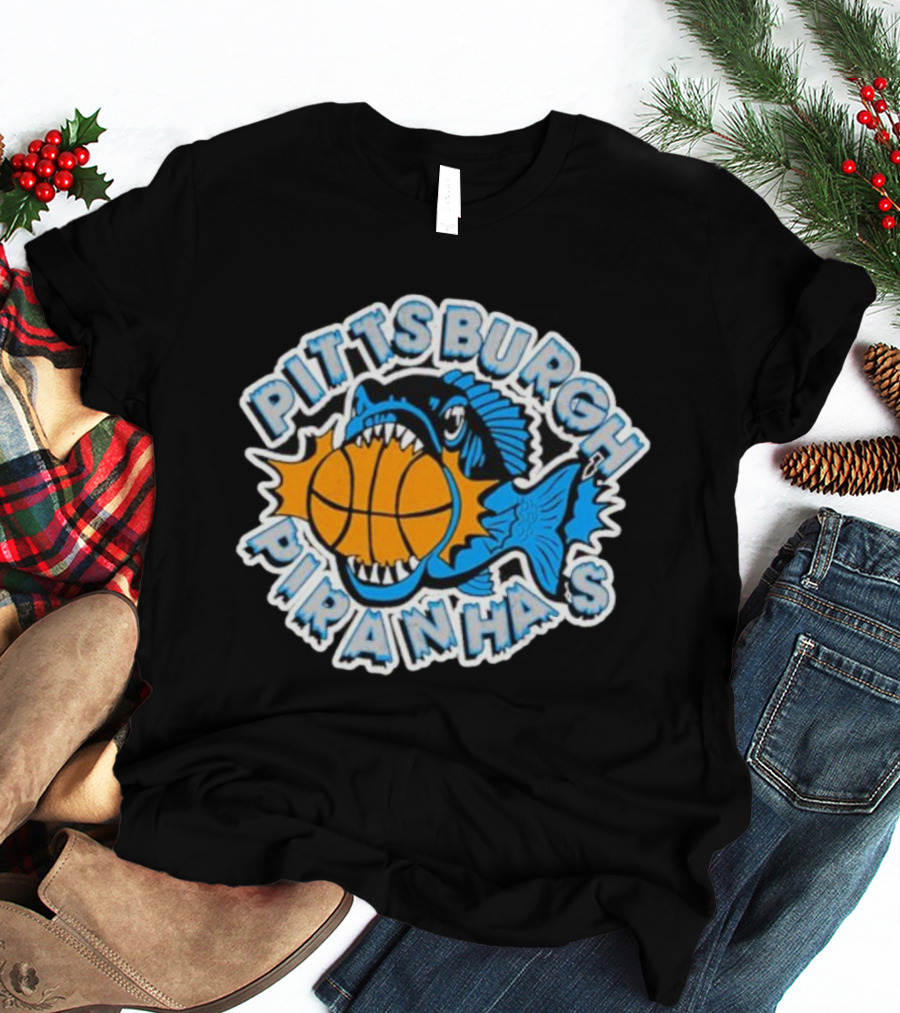 Pittsburgh Piranhas Basketball Team Logo Fish With Ball T-Shirt
