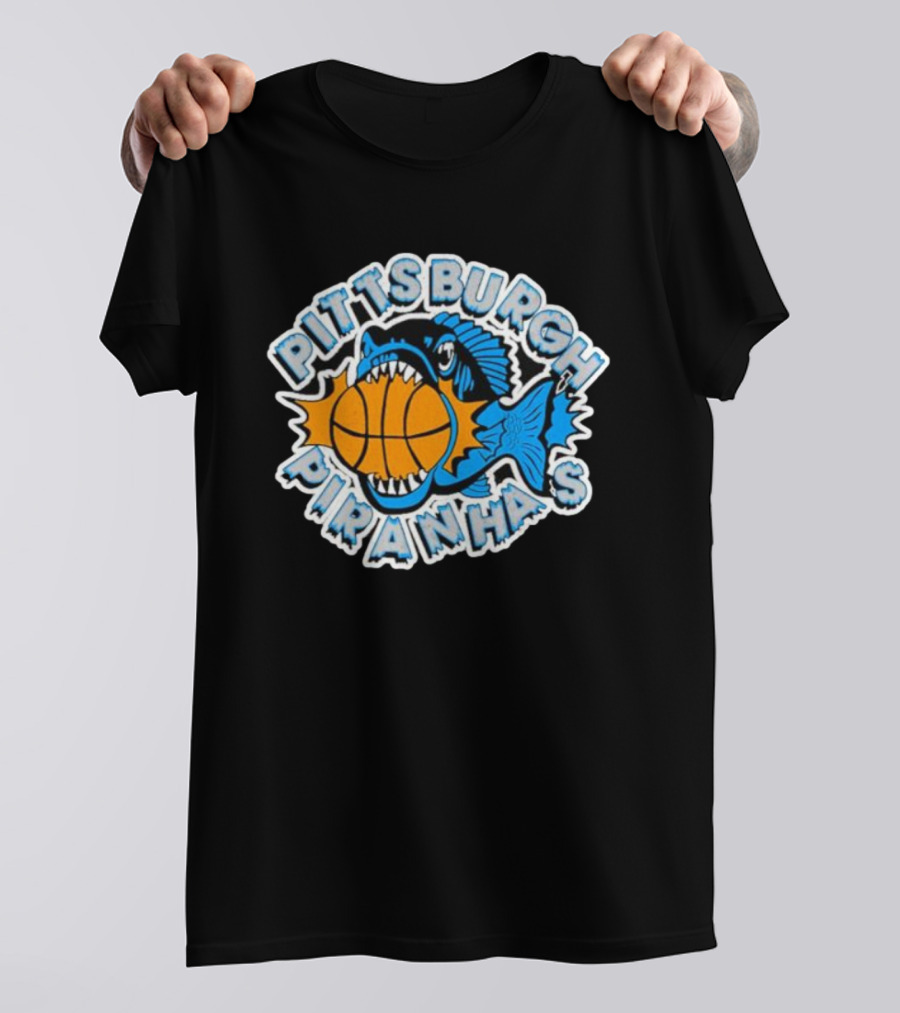 Pittsburgh Piranhas Basketball Team Logo Fish With Ball T-Shirt