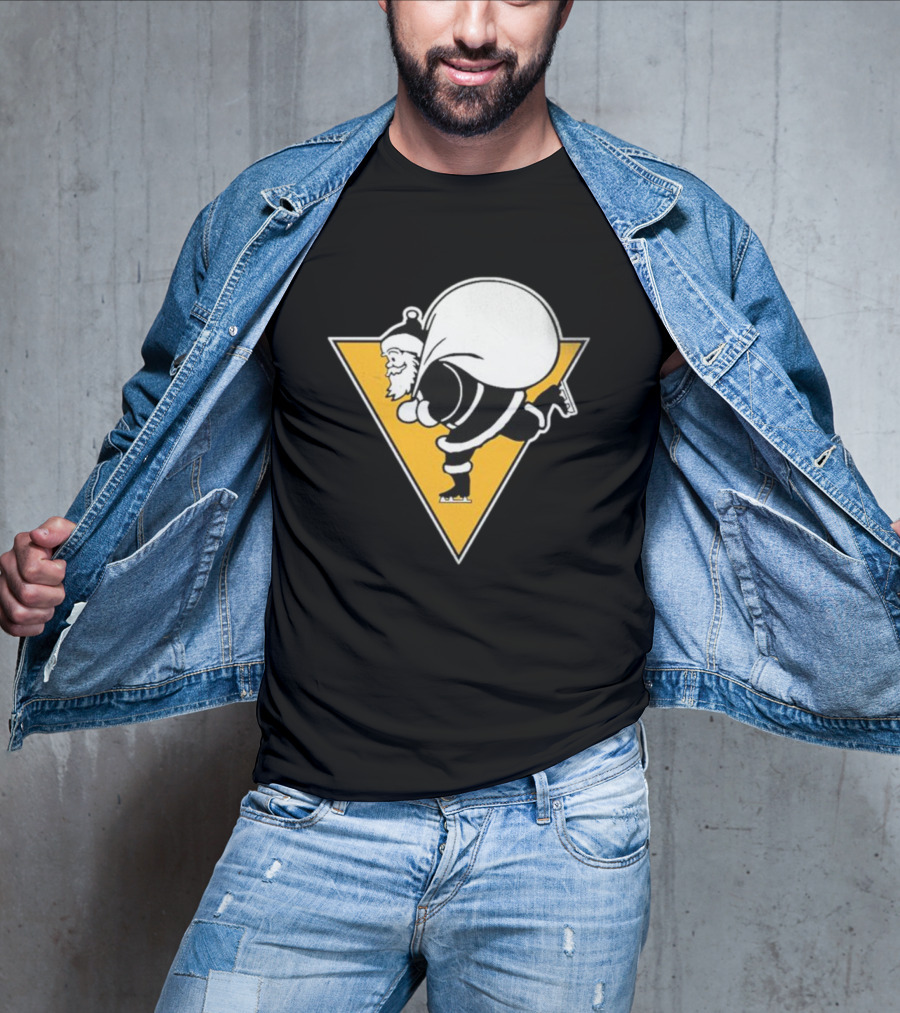 Pittsburgh Penguins Santa Skates Christmas Hockey T-Shirt