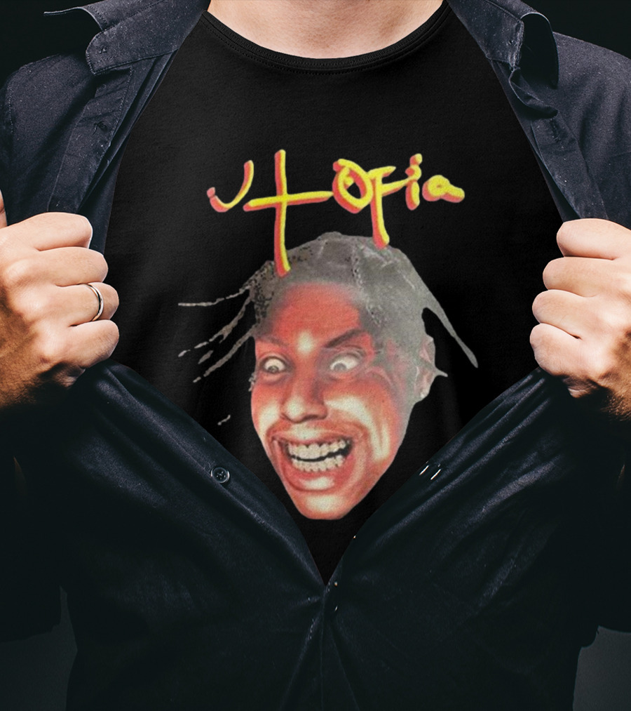 Travis Scott Utopia Grinning Face And Title T-Shirt