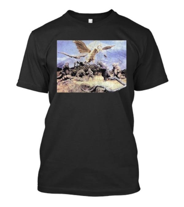 Destroy All Monsters Group Kaiju Battle Scene T-Shirt