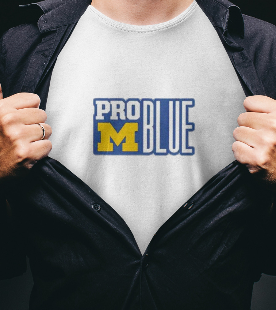 Pro Blue Michigan Wolverines Coach Jim Harbaugh T-Shirt