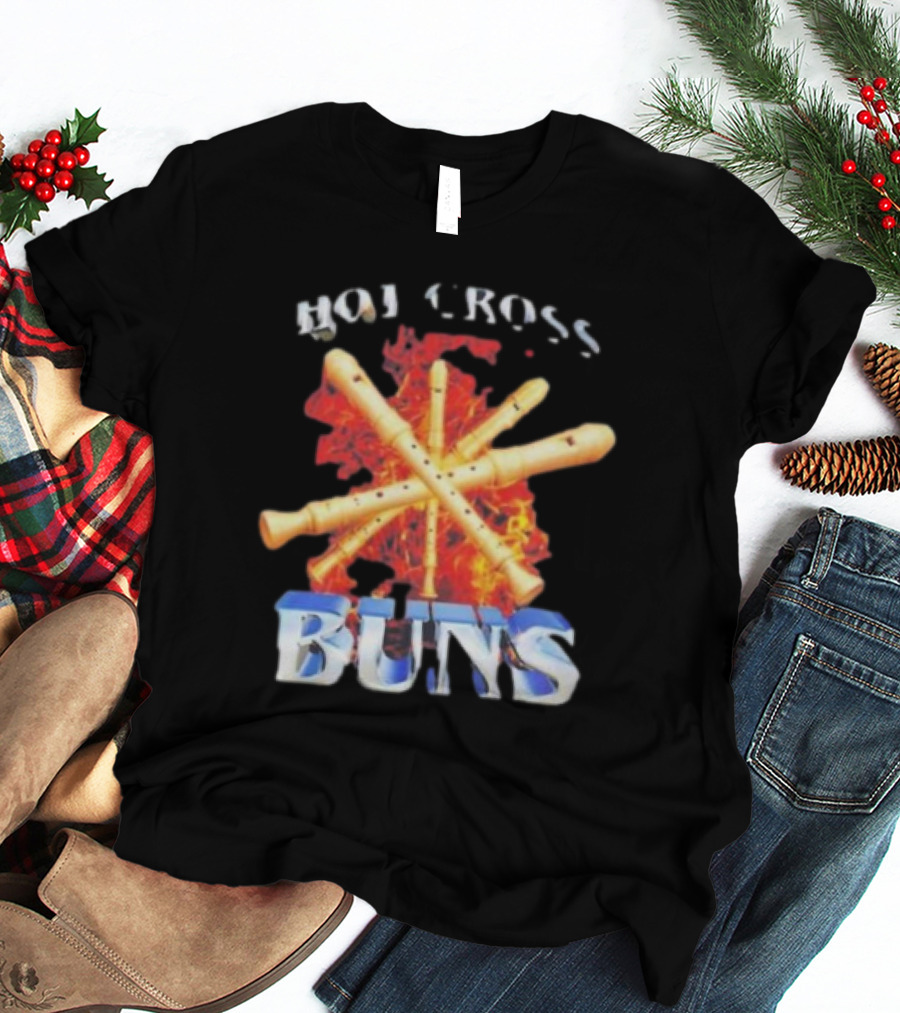 HOT CROSS BUNS Recorders Flame Crossed T-Shirt