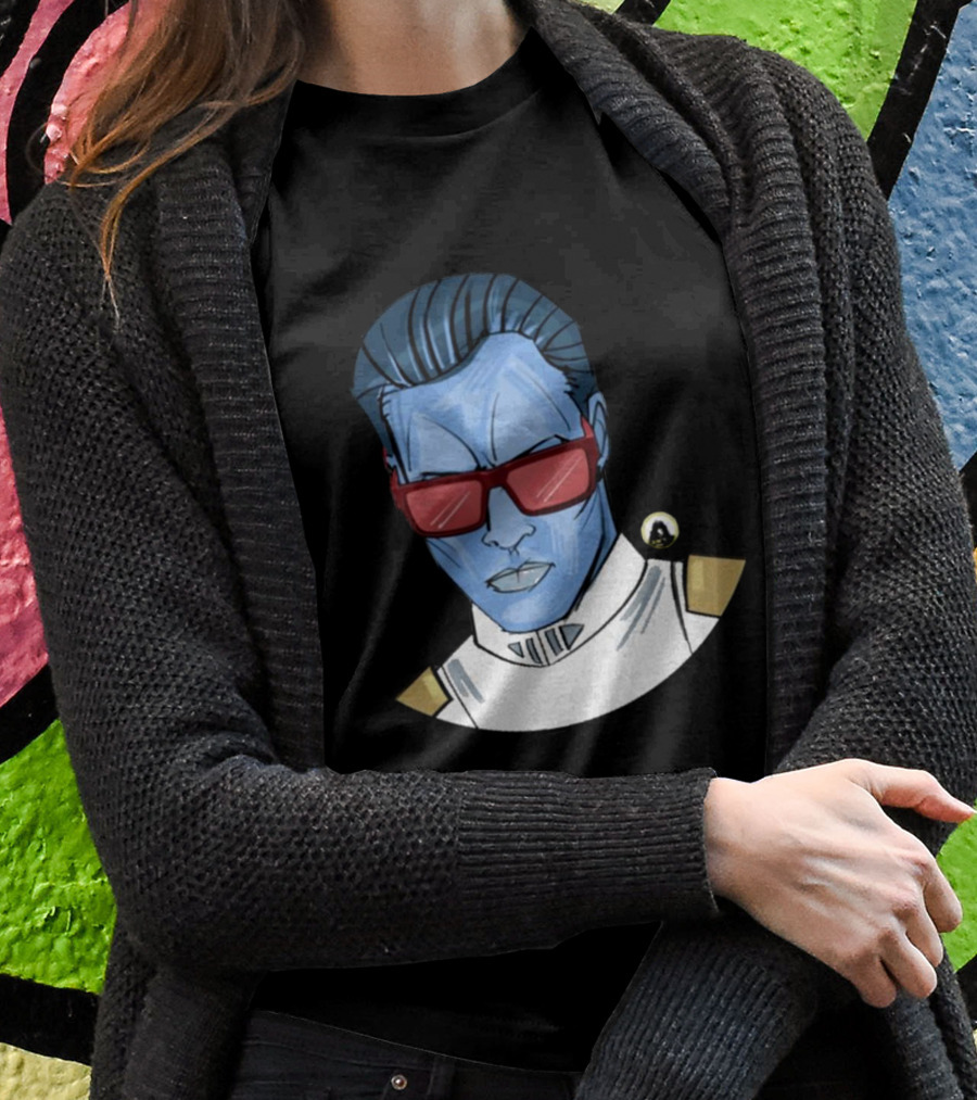 Starwarstheory Admiral Attitude Blue Character With Red Sunglasses T-Shirt