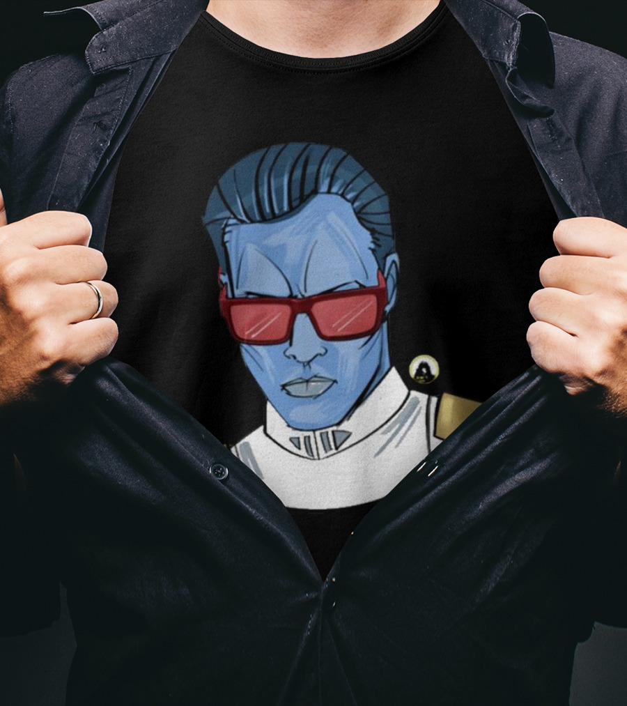 Starwarstheory Admiral Attitude Blue Character With Red Sunglasses T-Shirt