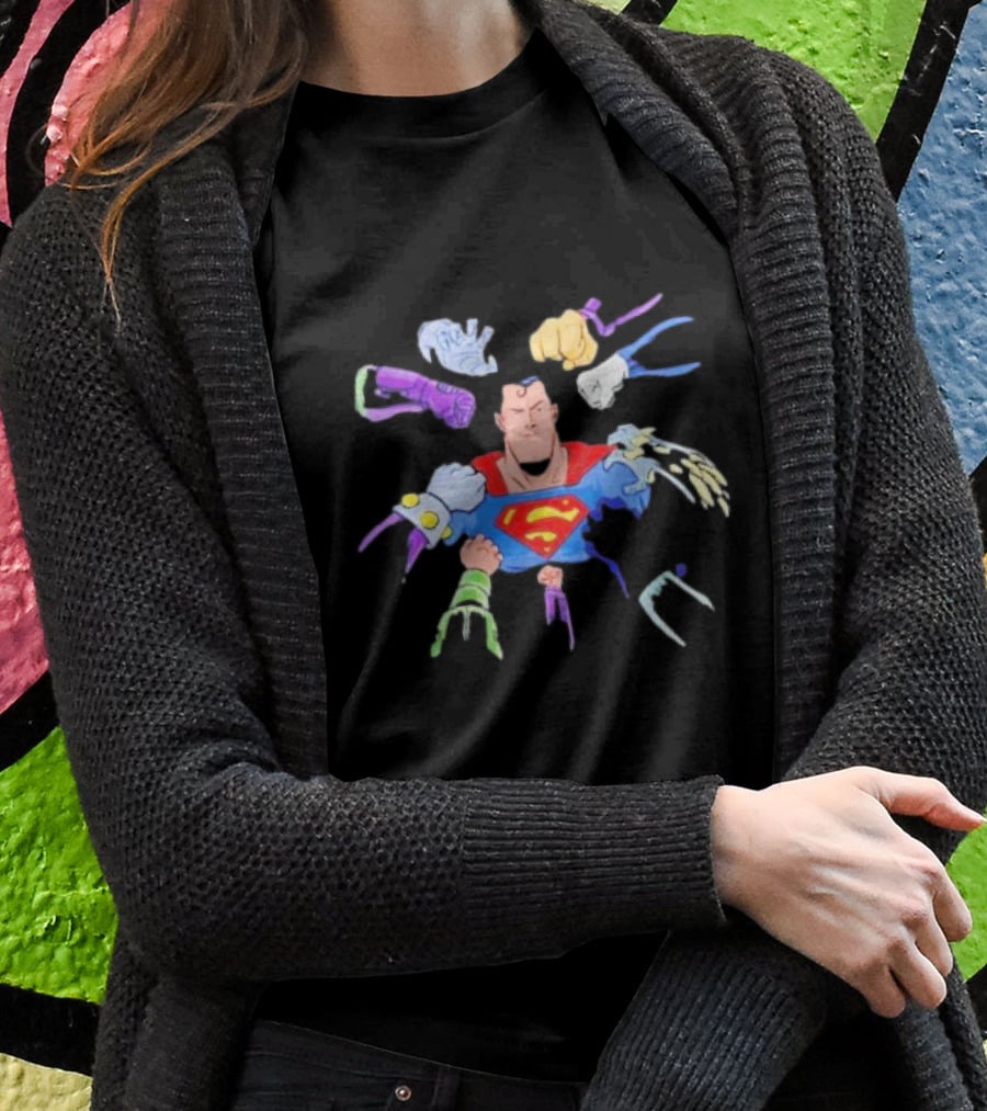 Superman Battling Multiple Foes With Iconic Super Strength T-Shirt