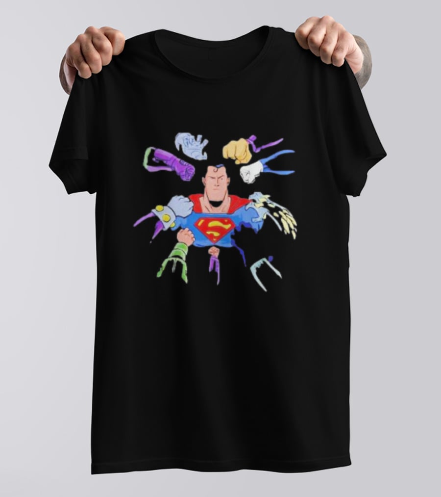 Superman Battling Multiple Foes With Iconic Super Strength T-Shirt