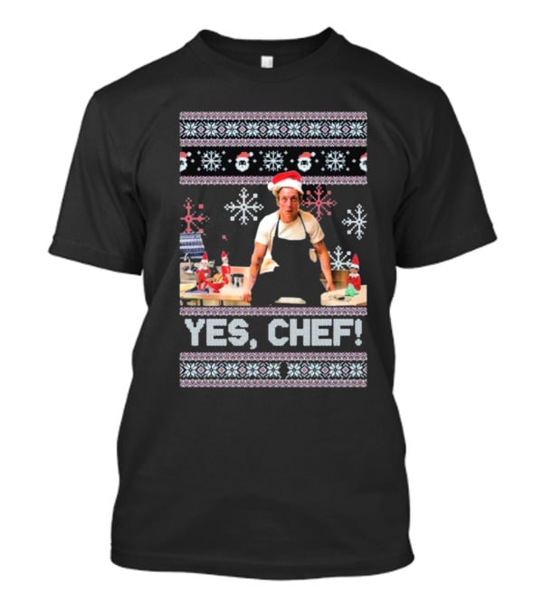Yes Chef Snowflakes Christmas Elves Santa Hat T-Shirt