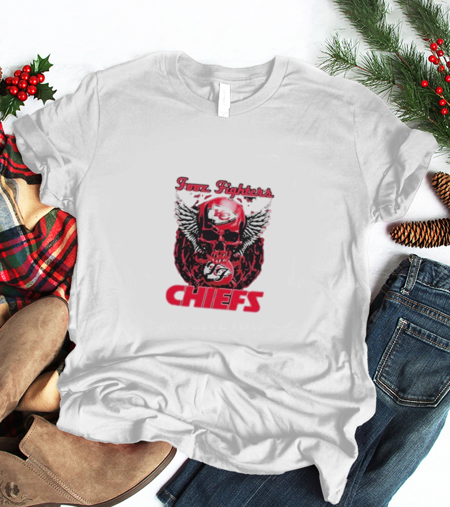Fooz Fighters Kansas City Chiefs Skull Wings T-Shirt