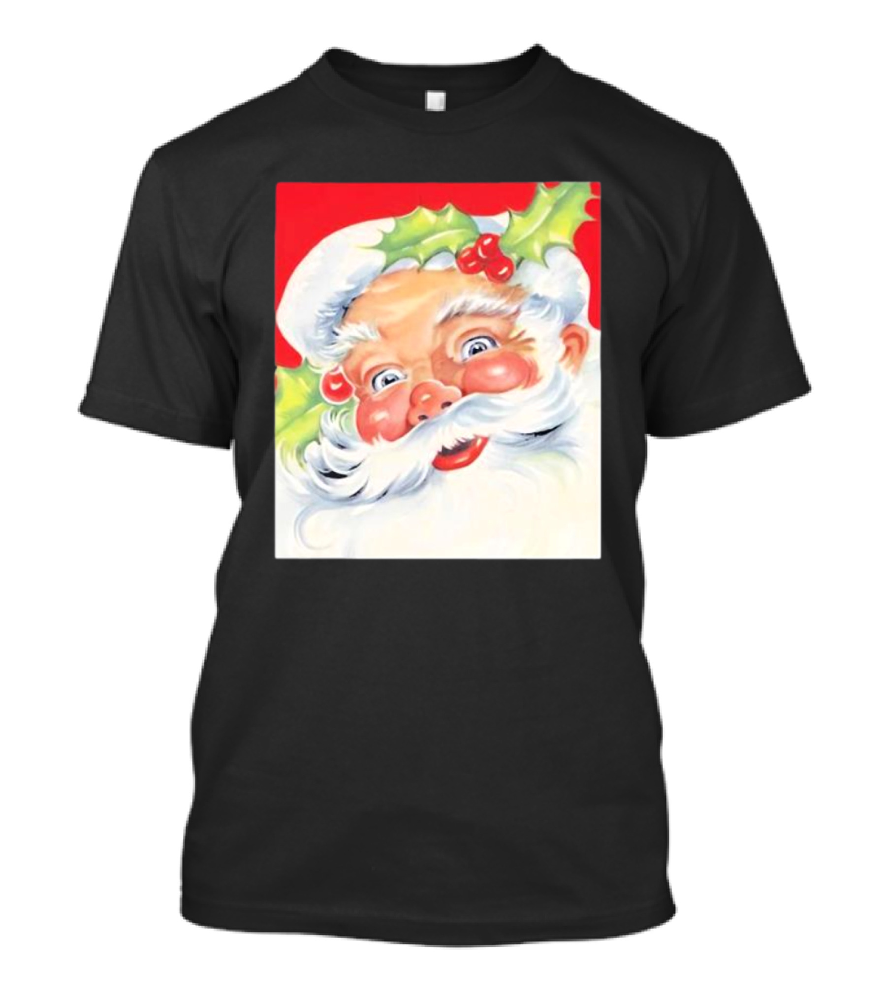 Christmas Jolly Santa Claus Holly Berries Festive Cheer T-Shirt