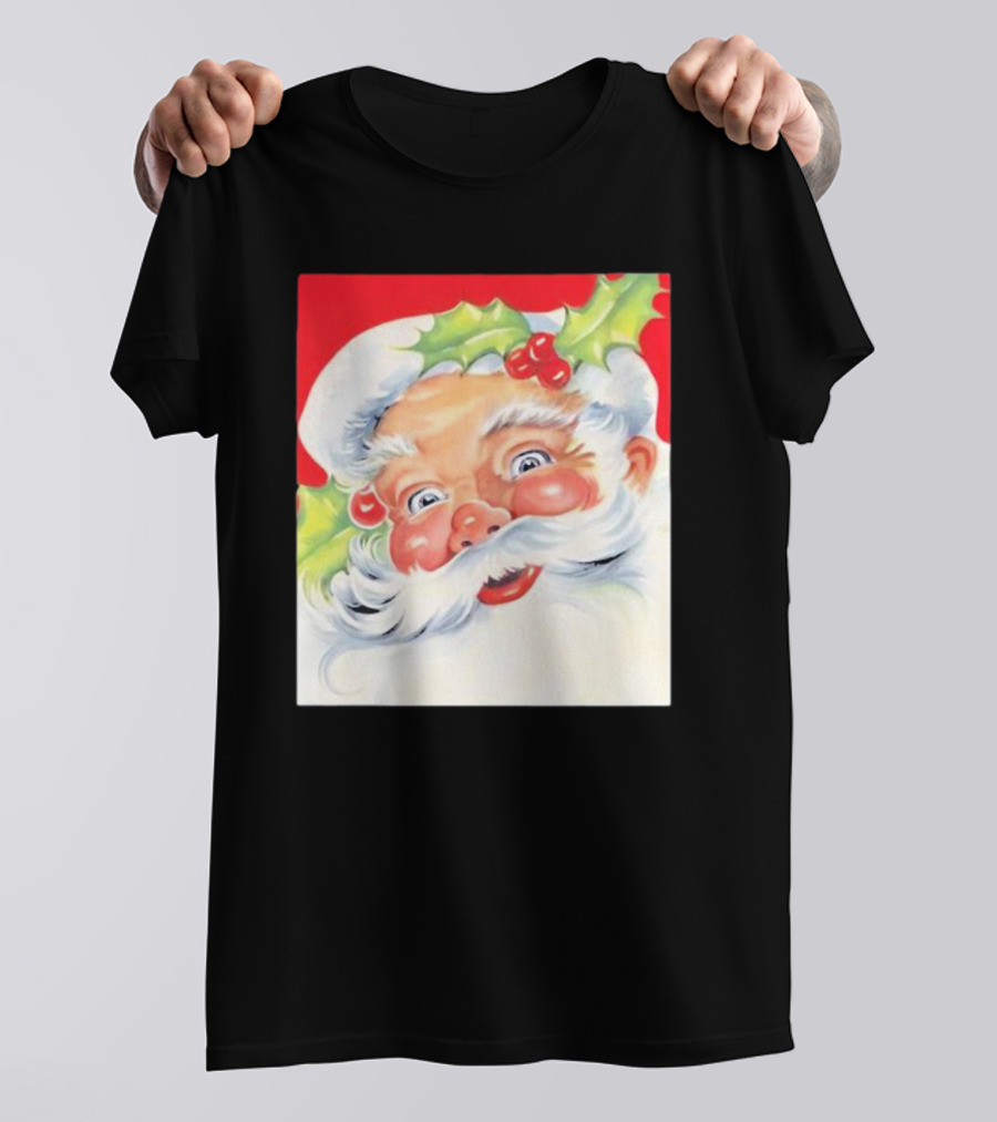 Christmas Jolly Santa Claus Holly Berries Festive Cheer T-Shirt