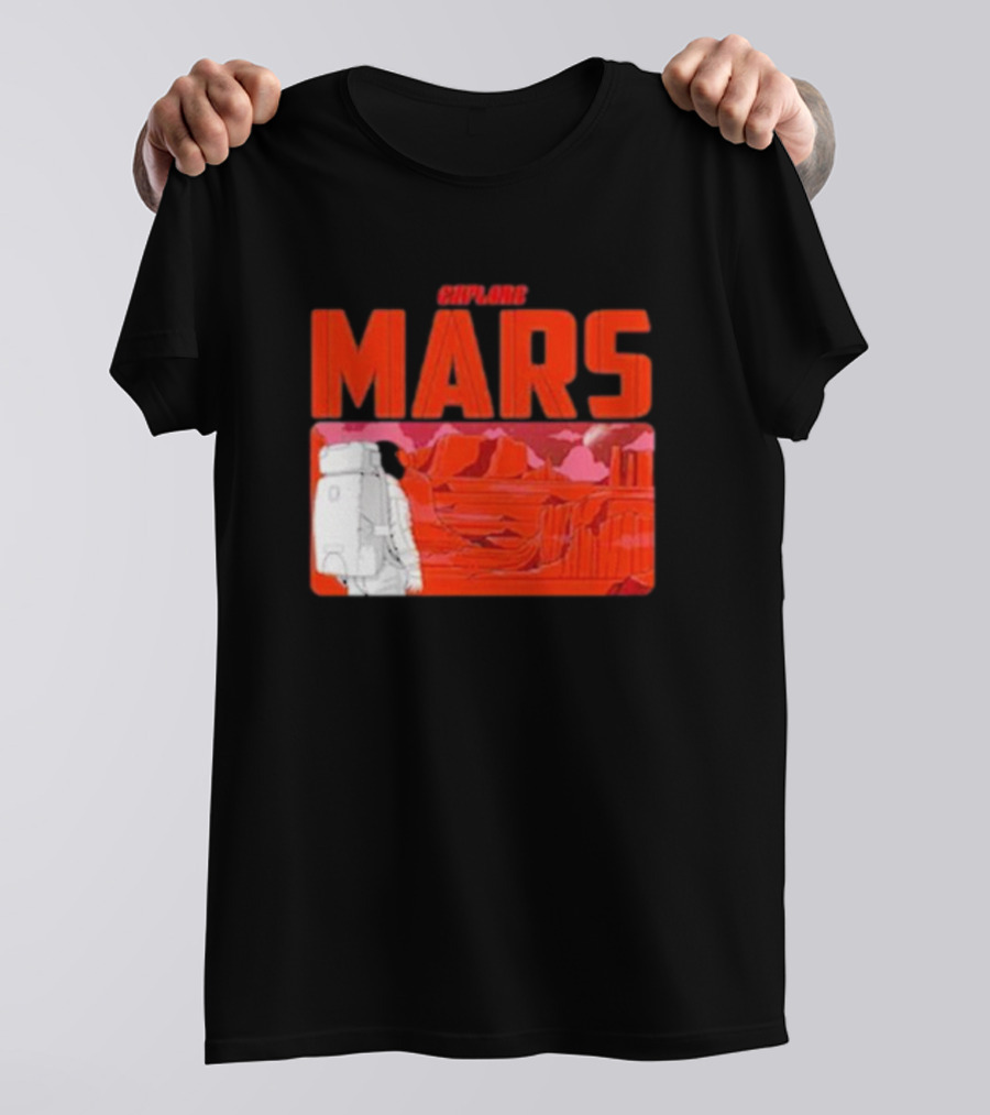 Explore Mars Astronaut Adventure Red Landscape T-Shirt