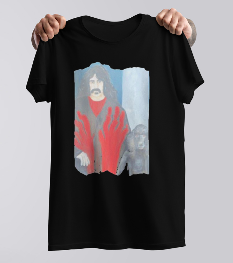 Jackey Neyman Jones Frank Zappa The Master Mashup With Red Hand Prints T-Shirt