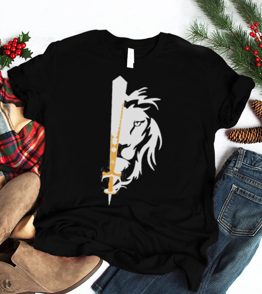 Real Sikh Lion And Sword Blackout Gold T-Shirt