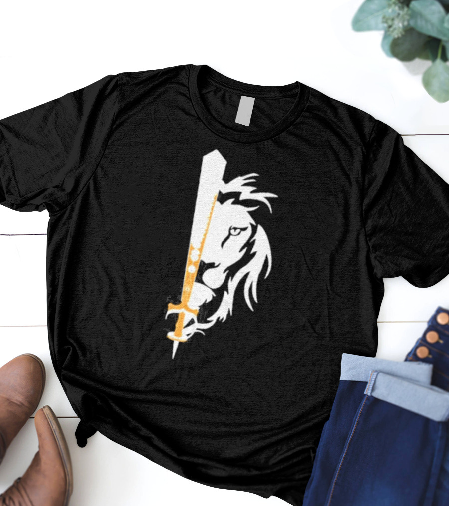 Real Sikh Lion And Sword Blackout Gold T-Shirt