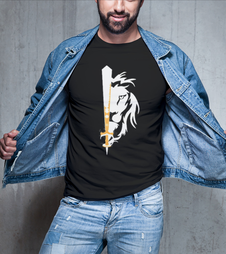 Real Sikh Lion And Sword Blackout Gold T-Shirt