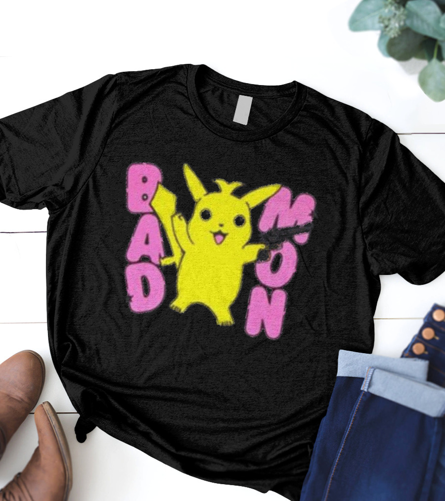 Bad Mon Pikachu With Pink Bold Letters T-Shirt
