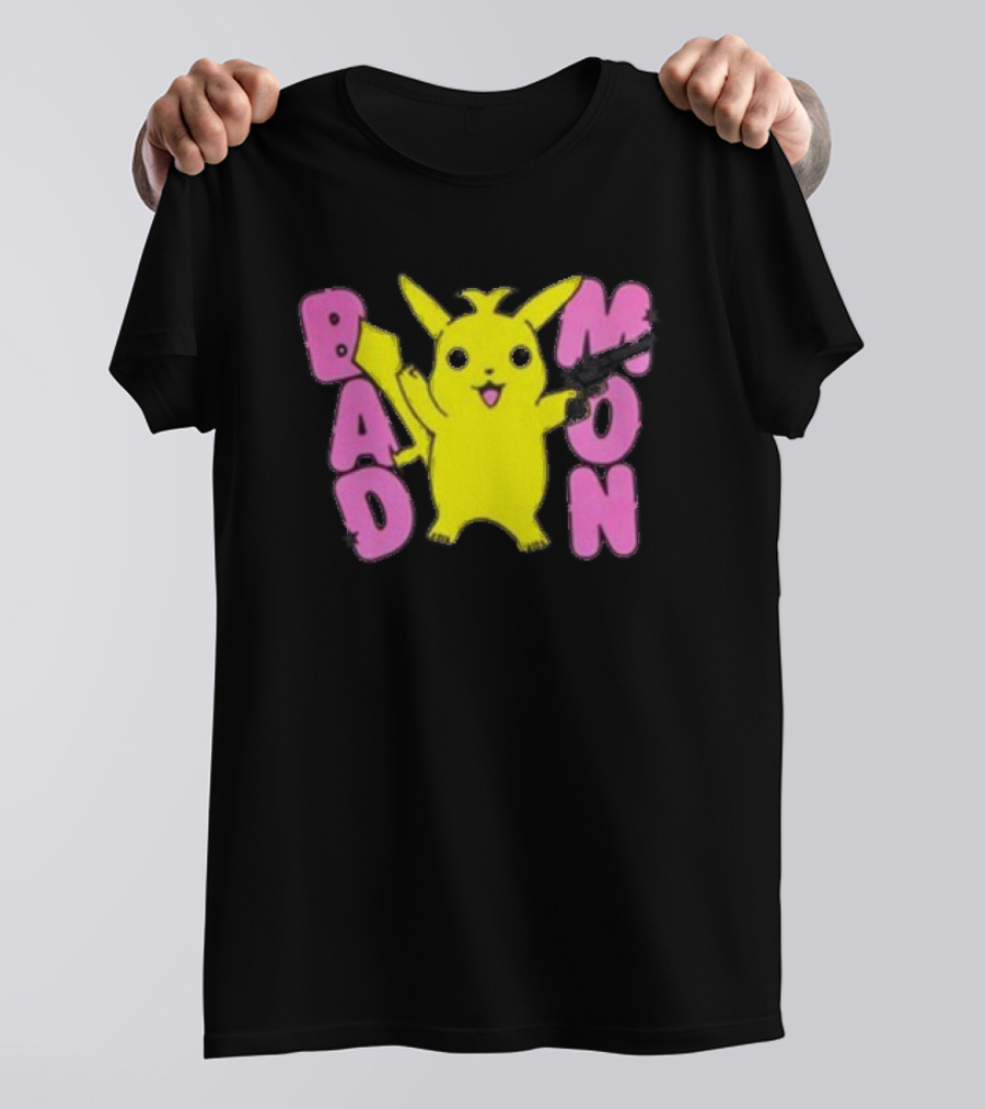 Bad Mon Pikachu With Pink Bold Letters T-Shirt