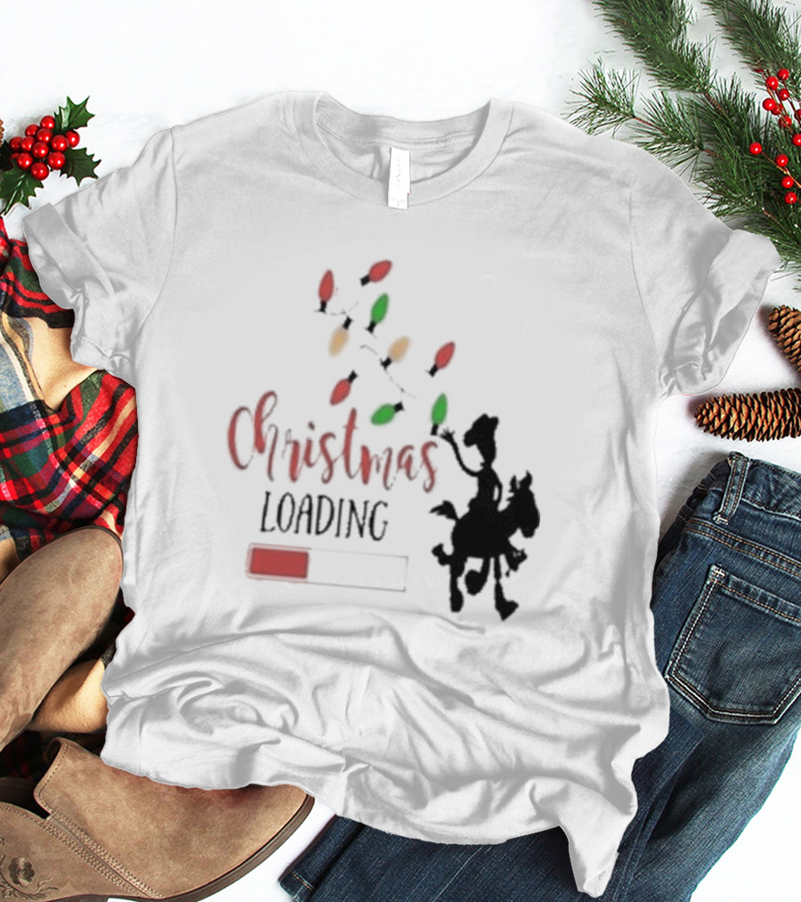 Christmas Loading Cowboy Silhouette With Festive Lights T-Shirt