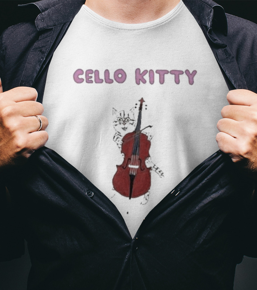 Cello Kitty Cat With Red Cello T-Shirt