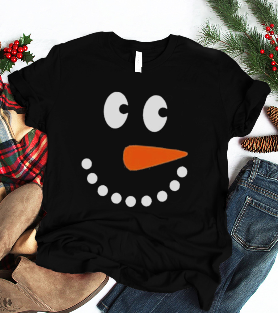 Joyful Snowman Face Christmas Holiday T-Shirt