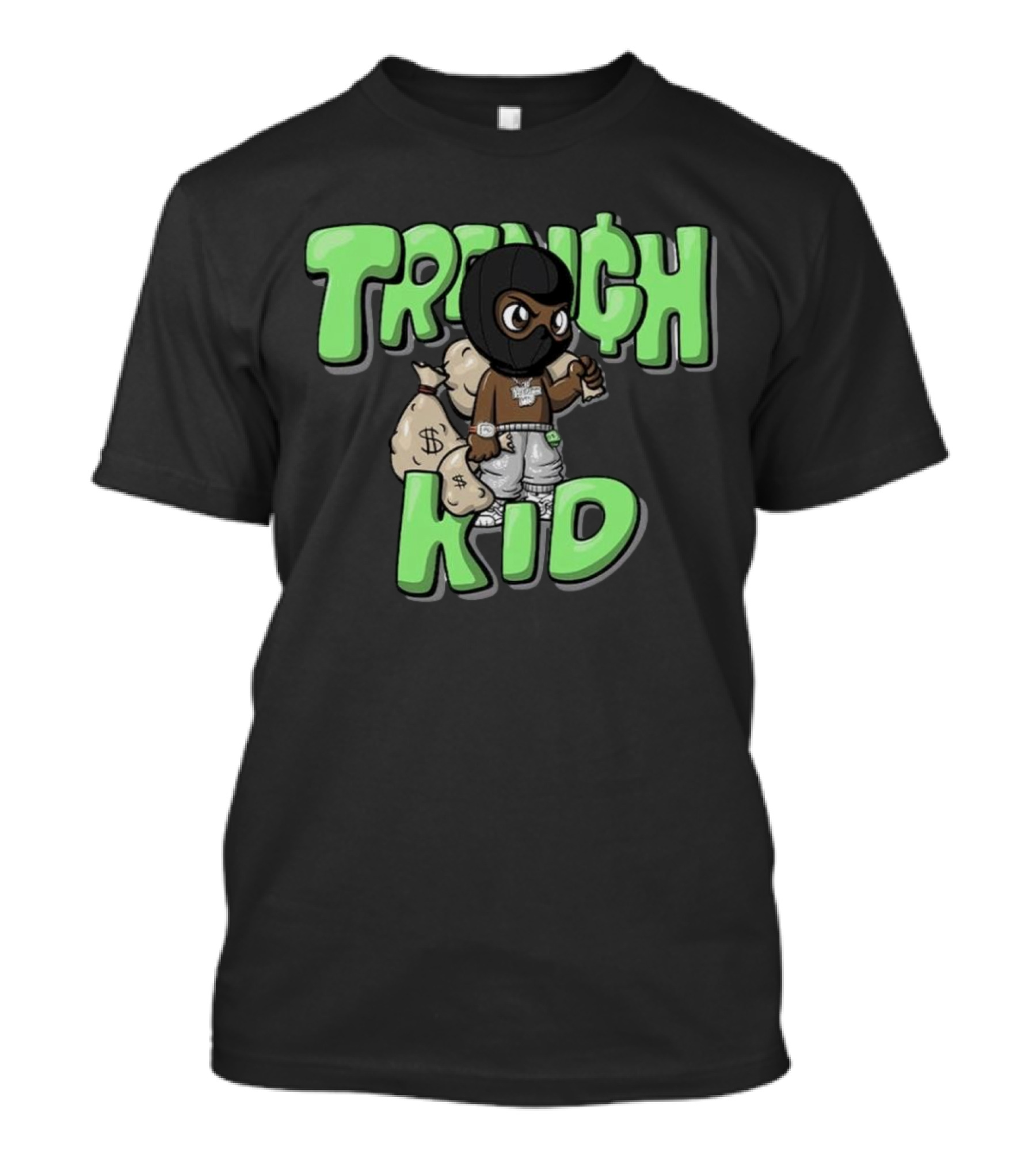 Lil Tjay Trench Kid Black Mask Money Bag T-Shirt
