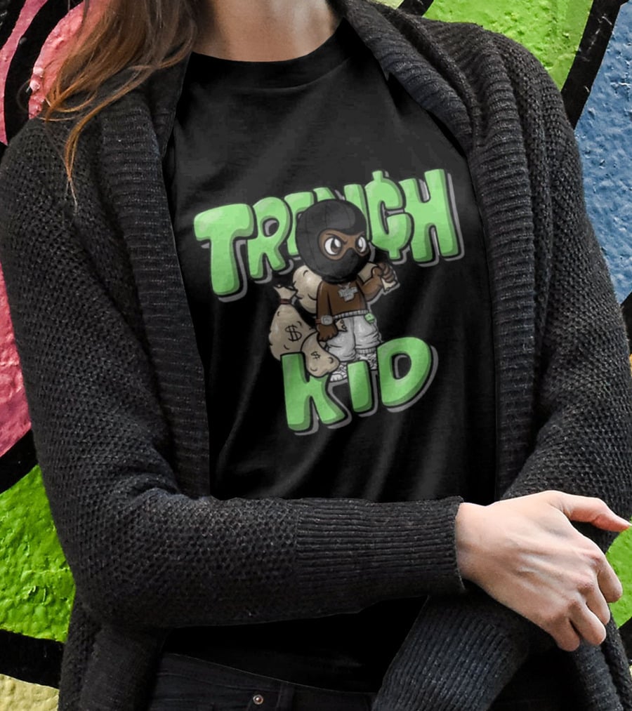 Lil Tjay Trench Kid Black Mask Money Bag T-Shirt