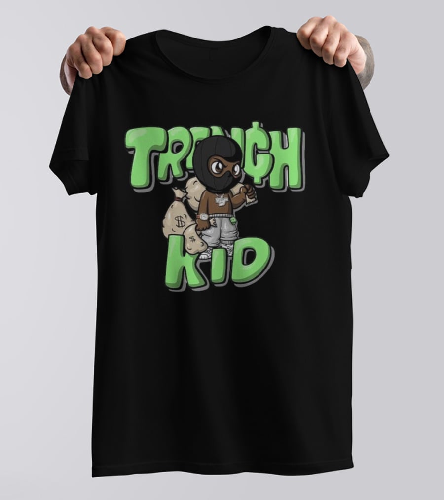 Lil Tjay Trench Kid Black Mask Money Bag T-Shirt