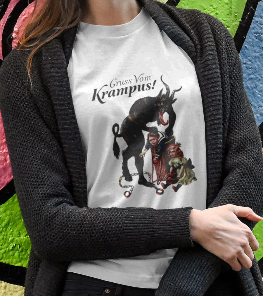 Meowy Krampus Gruss Vom Krampus Christmas Feline Holiday Mischief T-Shirt