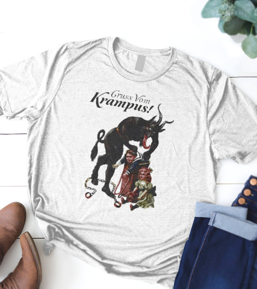 Meowy Krampus Gruss Vom Krampus Christmas Feline Holiday Mischief T-Shirt