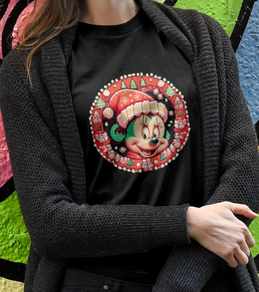 Minnie Mouse Christmas Sparkle Disney Magic Festive Holiday Santa Hat T-Shirt