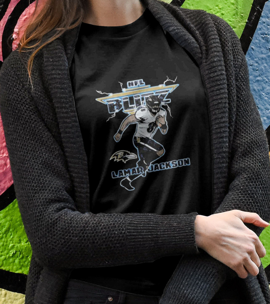 NFL Blitz Baltimore Ravens Lamar Jackson T-Shirt