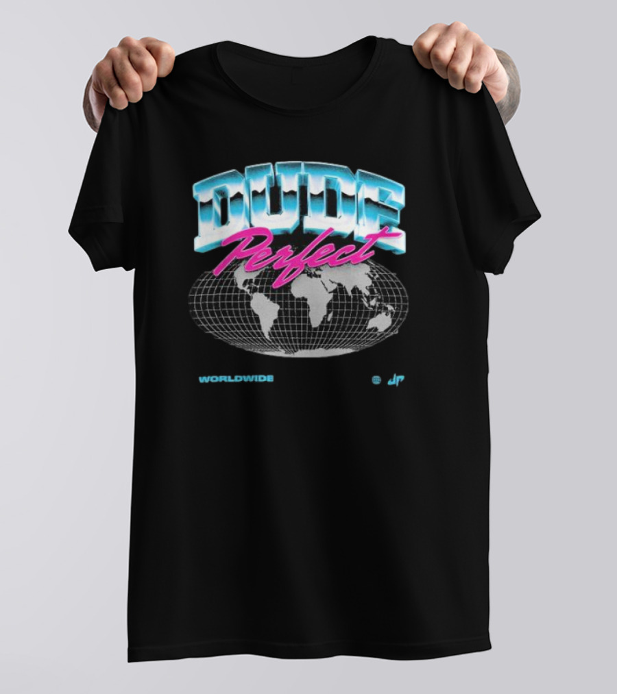 Dude Perfect Worldwide Overglow JP Retro Map T-Shirt
