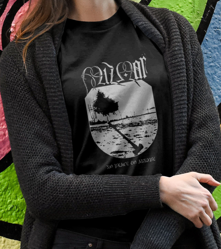 Mizmor No Place To Arriwe Black Metal Shield And Forest Scene T-Shirt