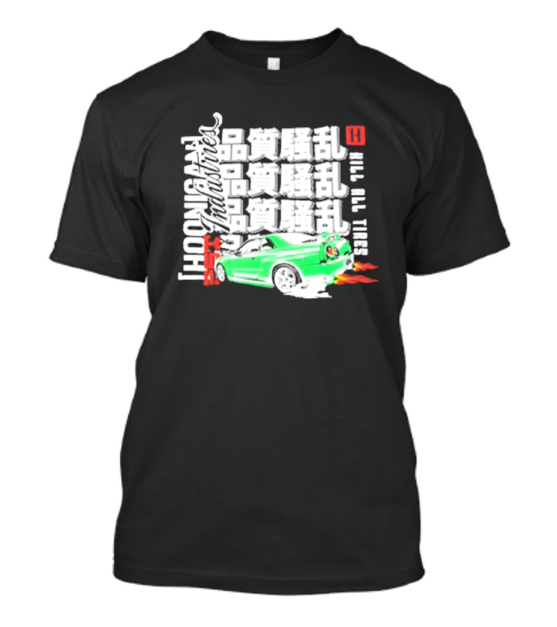Hoonigan Industries Kill All Tires Green Car T-Shirt