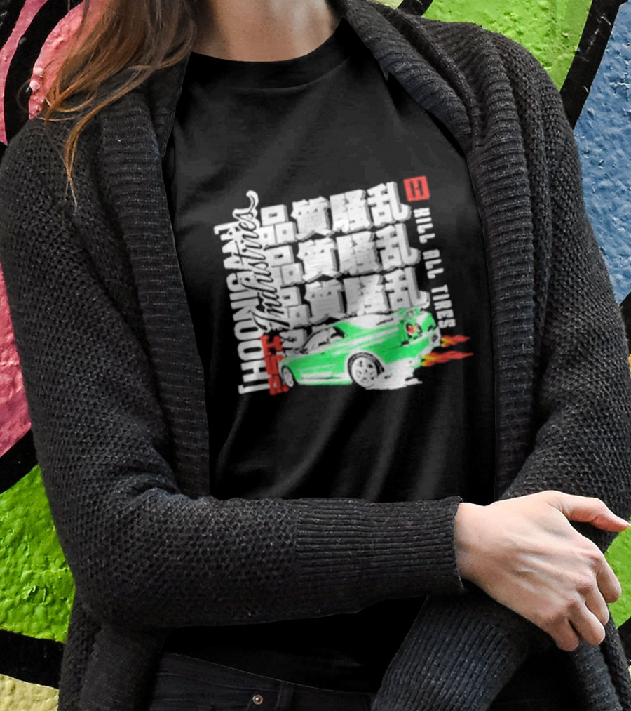 Hoonigan Industries Kill All Tires Green Car T-Shirt