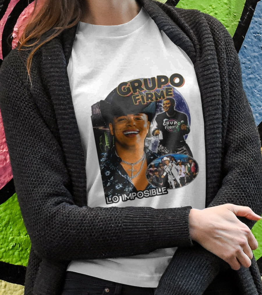 Grupo Firme Lo Imposible Cactus Cowboy Space Collage T-Shirt