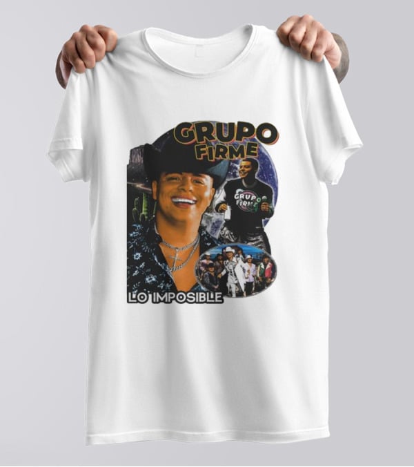 Grupo Firme Lo Imposible Cactus Cowboy Space Collage T-Shirt